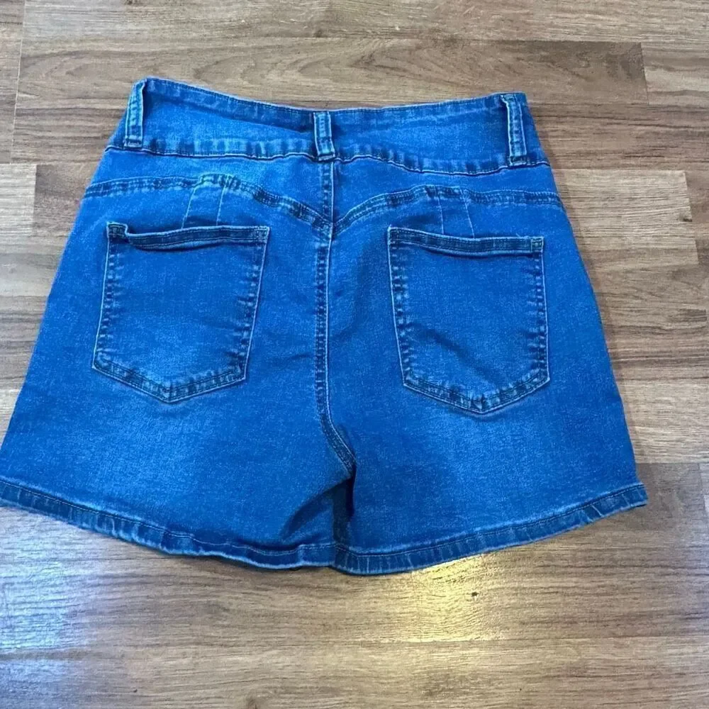 Gogo Jeans High Waisted Denim Blue Jean Shorts | Junior Size 13